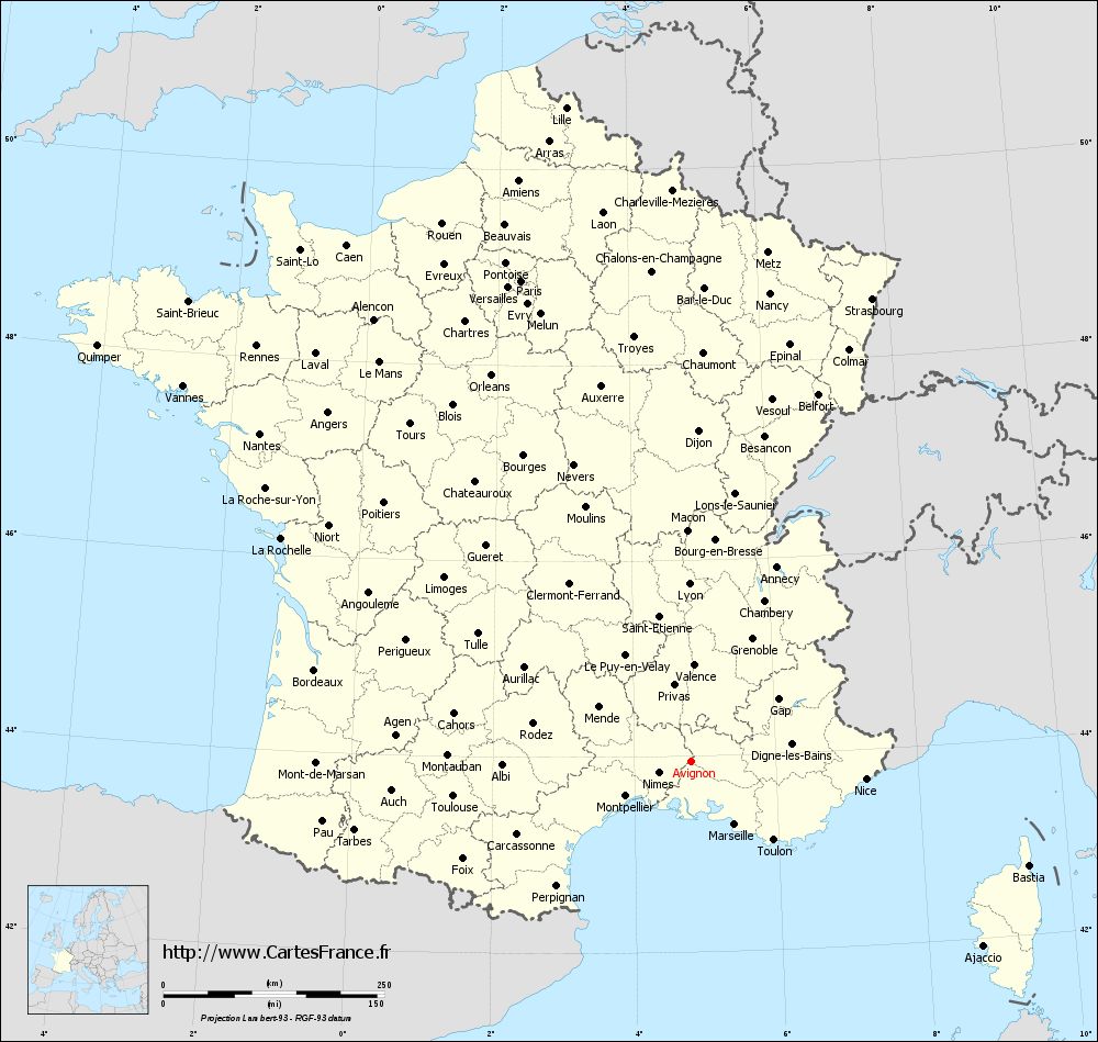 avignon sur la carte de france