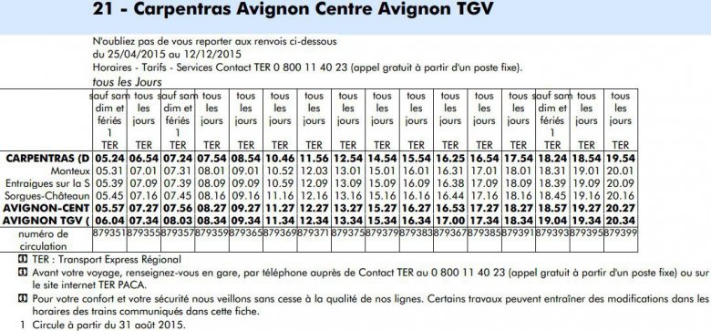 ligne 5 avignon carpentras