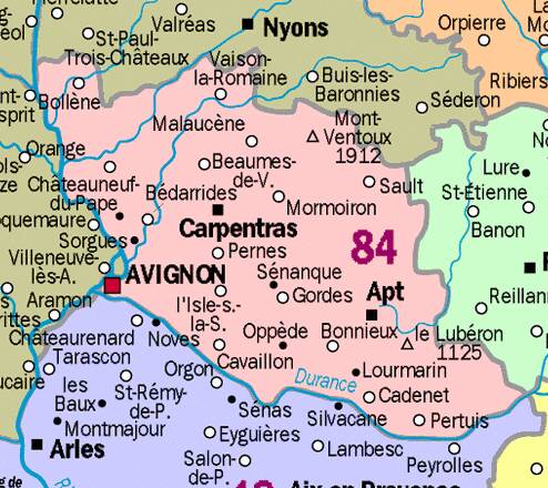 vaucluse sur carte de france