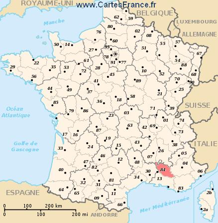 vaucluse sur carte de france