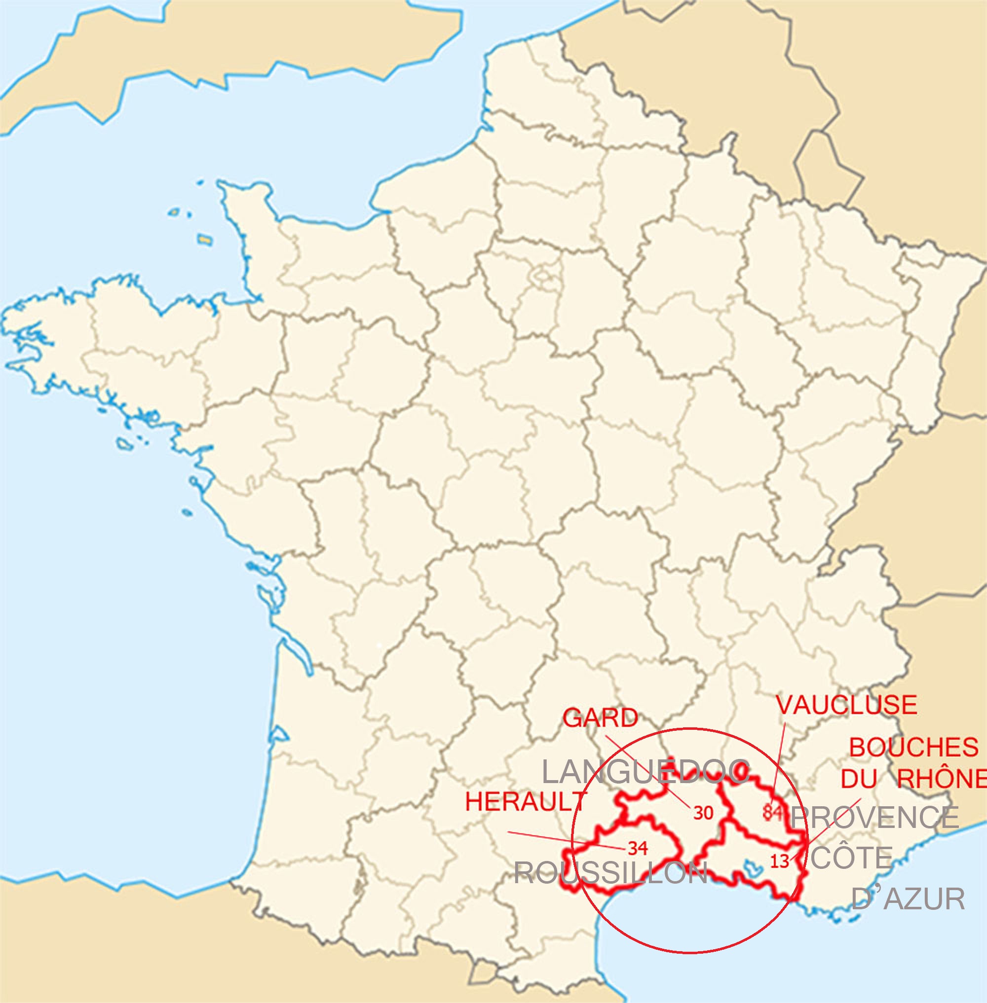 vaucluse sur carte de france